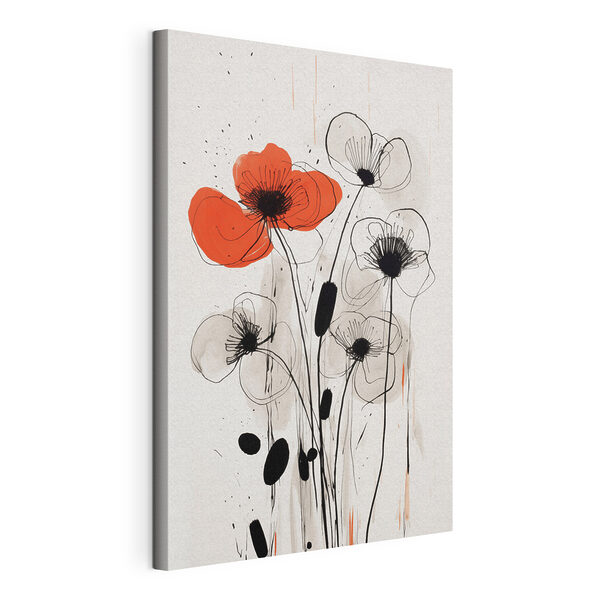 Tableaux Tableaux Peinture de fleurs à l'encre noire et blanche (UGS : s47500)