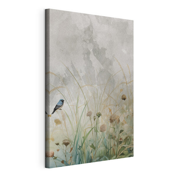 Tableaux Un oiseau perché sur une branche dans un champ d'herbe
