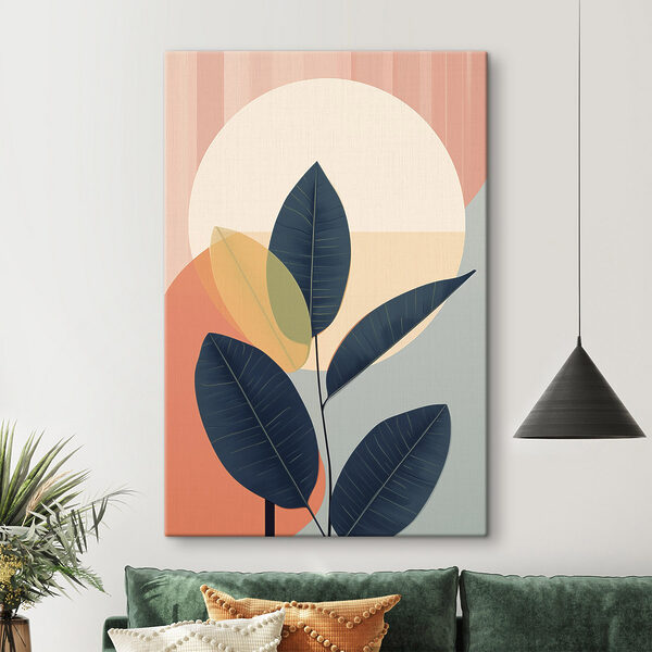 Tableaux Tableaux Plante avec des feuilles et un cercle (UGS : s47424)