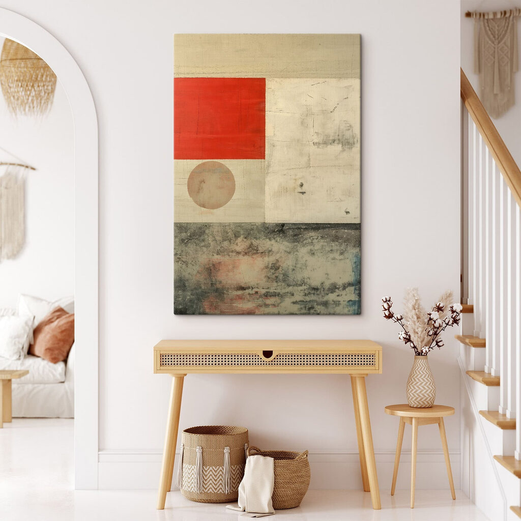 Red and white square and circle Red and white square and circle