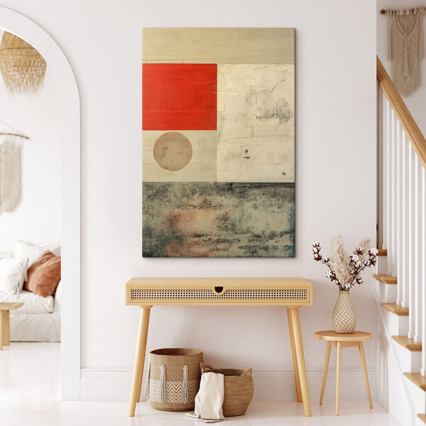 Tableaux Tableaux Carré et cercle rouges et blancs (UGS : s47480)