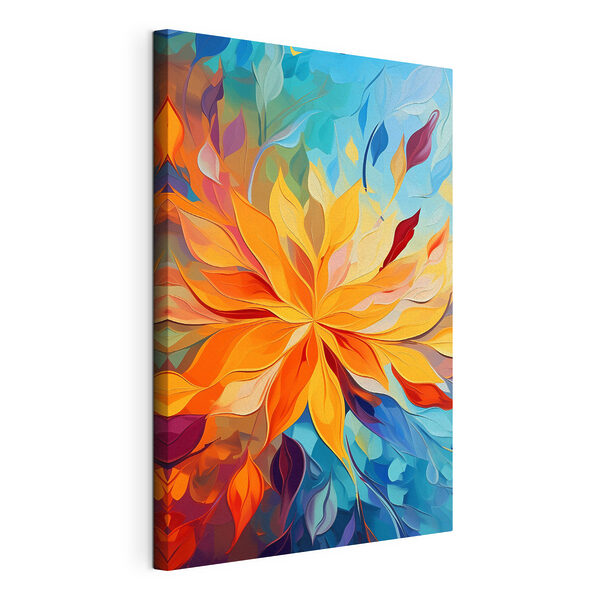 Tableaux Fleur colorée aux nombreuses feuilles