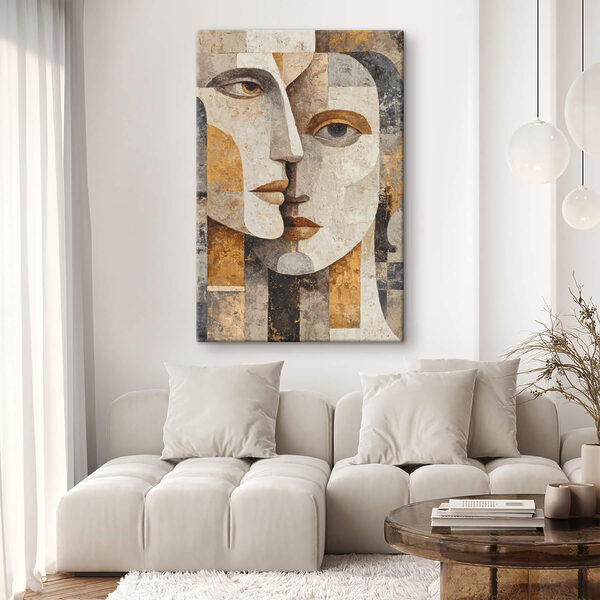 Painting of a face and a woman's face Painting of a face and a woman's face