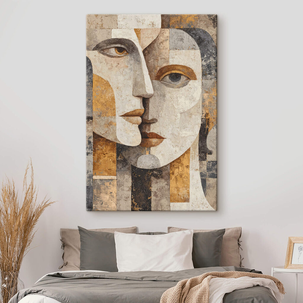 Painting of a face and a woman's face Painting of a face and a woman's face