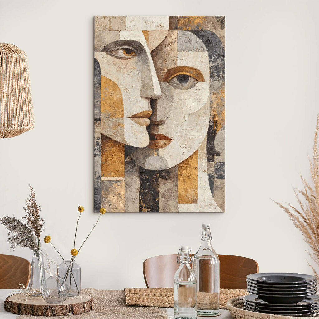 Painting of a face and a woman's face Painting of a face and a woman's face