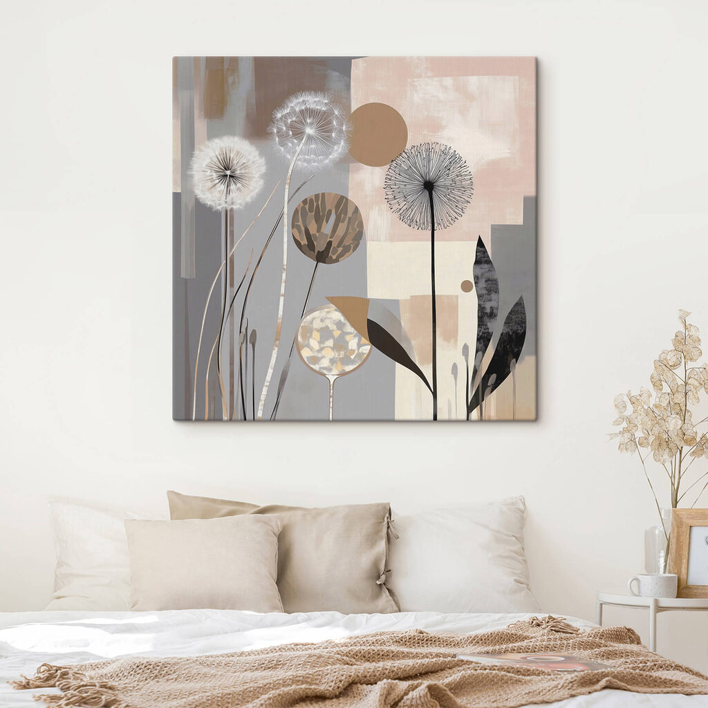 Painting of dandelions and plants