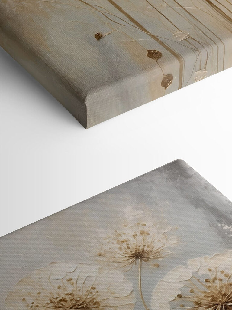 Painting of flowers on a grey surface Painting of flowers on a grey surface