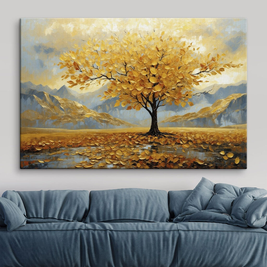 Tree with yellow leaves in a field Tree with yellow leaves in a field