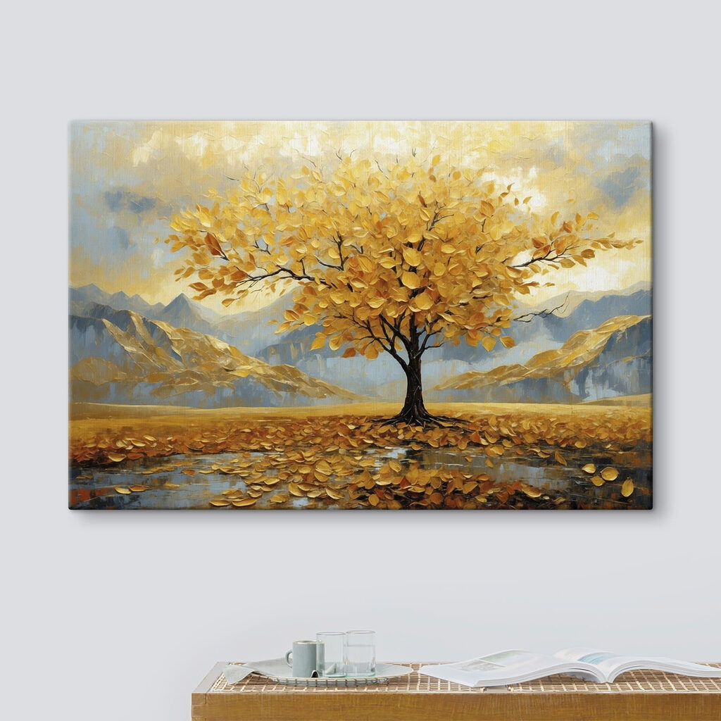 Tree with yellow leaves in a field Tree with yellow leaves in a field