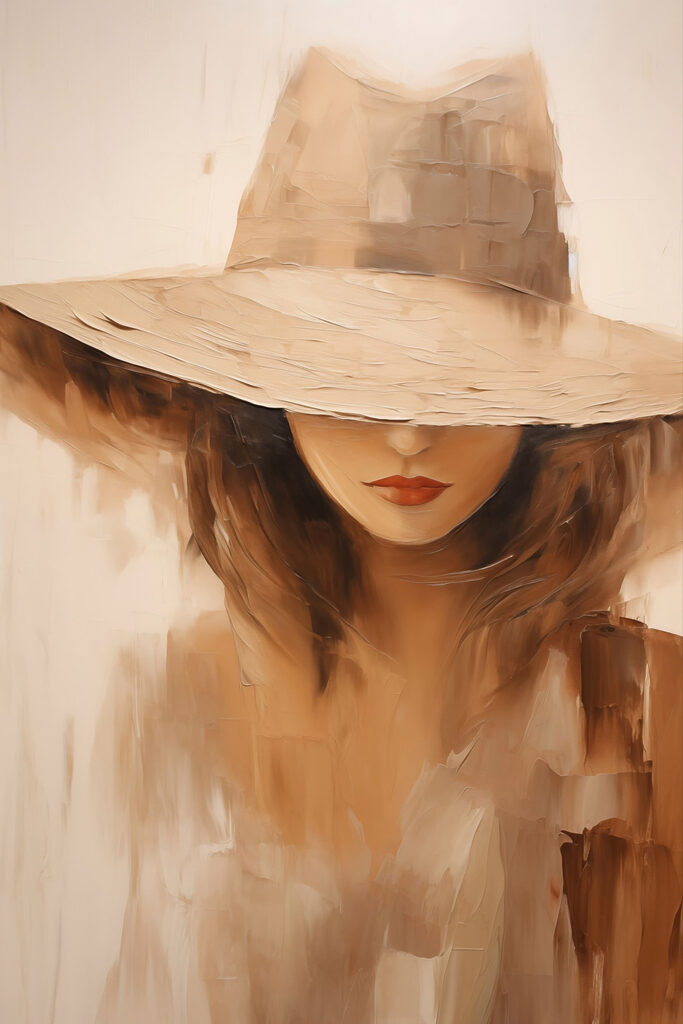 Painting of a woman wearing a hat Painting of a woman wearing a hat