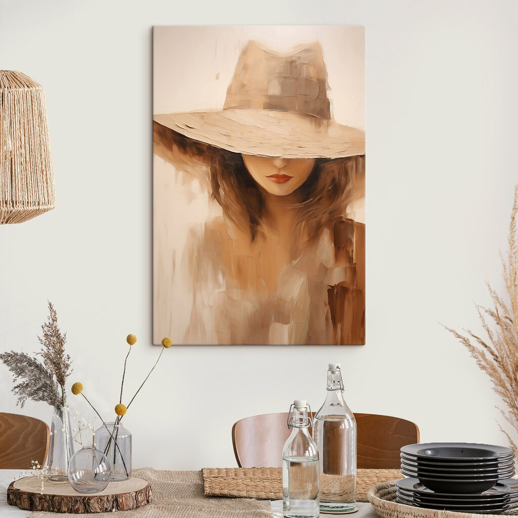 Painting of a woman wearing a hat Painting of a woman wearing a hat