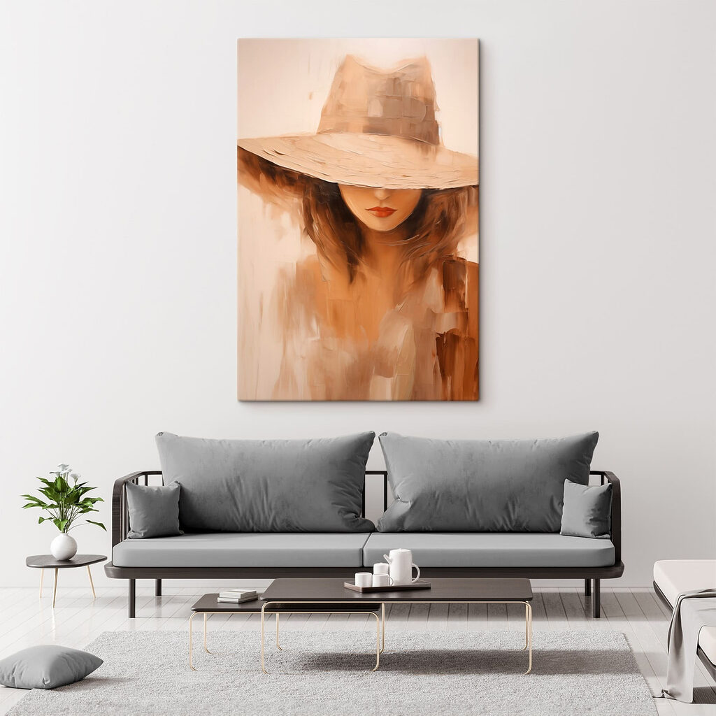 Painting of a woman wearing a hat Painting of a woman wearing a hat