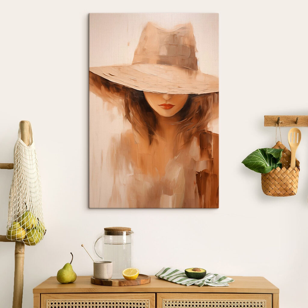 Painting of a woman wearing a hat Painting of a woman wearing a hat