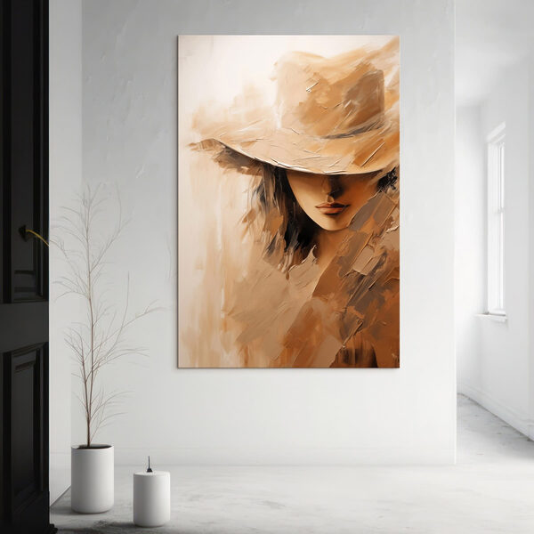 Tableaux Tableaux Tableau représentant le visage d'une femme coiffée d'un chapeau (UGS : s47315)