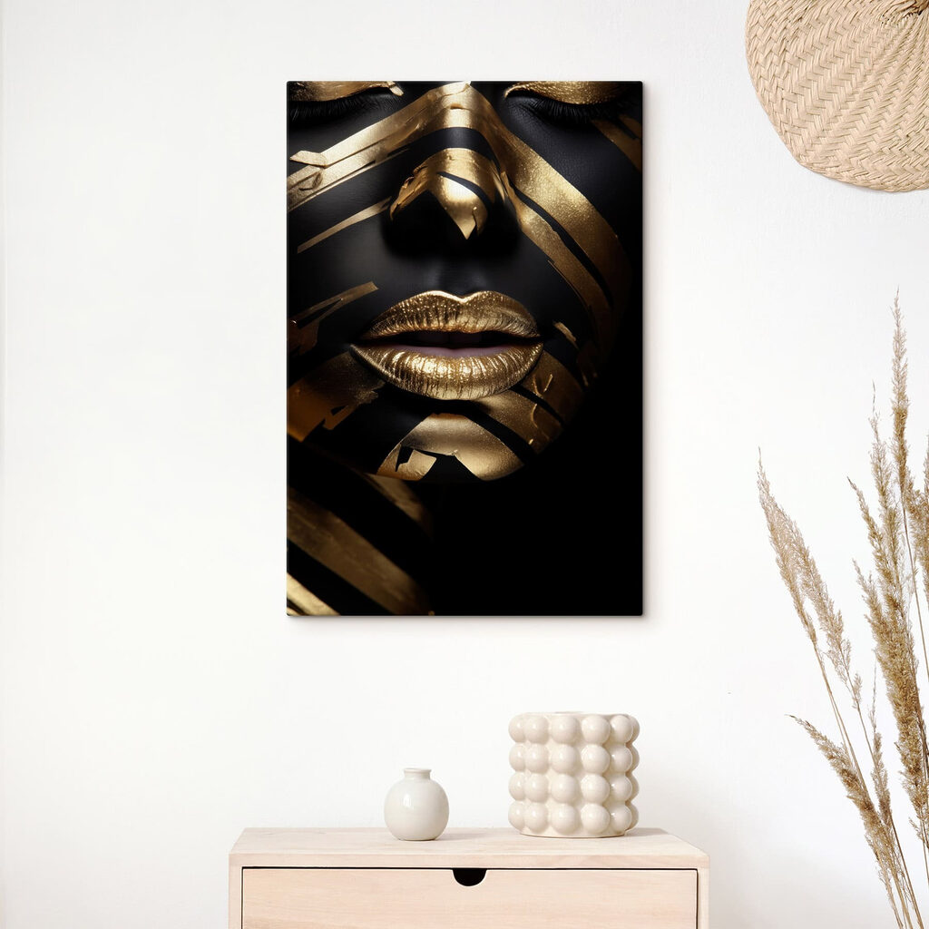- Striking face art and bold lines - Striking face art and bold lines
