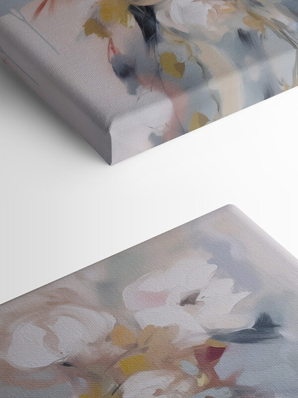 Painting of flowers on a white surface Painting of flowers on a white surface