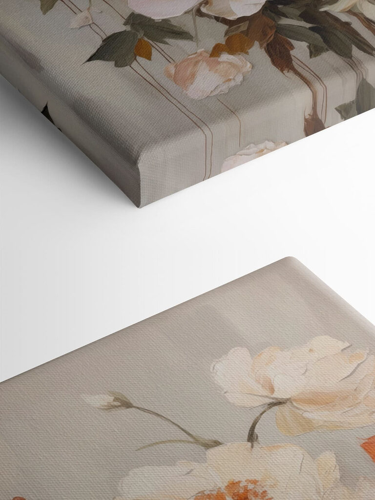 Painting of flowers on a white surface Painting of flowers on a white surface