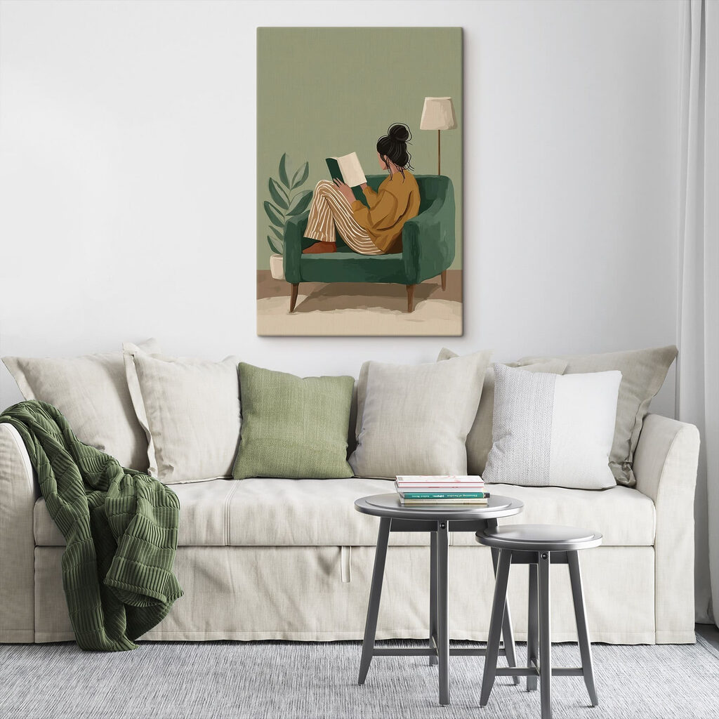 Woman reading a book in a chair Woman reading a book in a chair