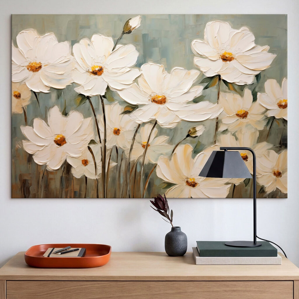 Painting of white flowers Painting of white flowers