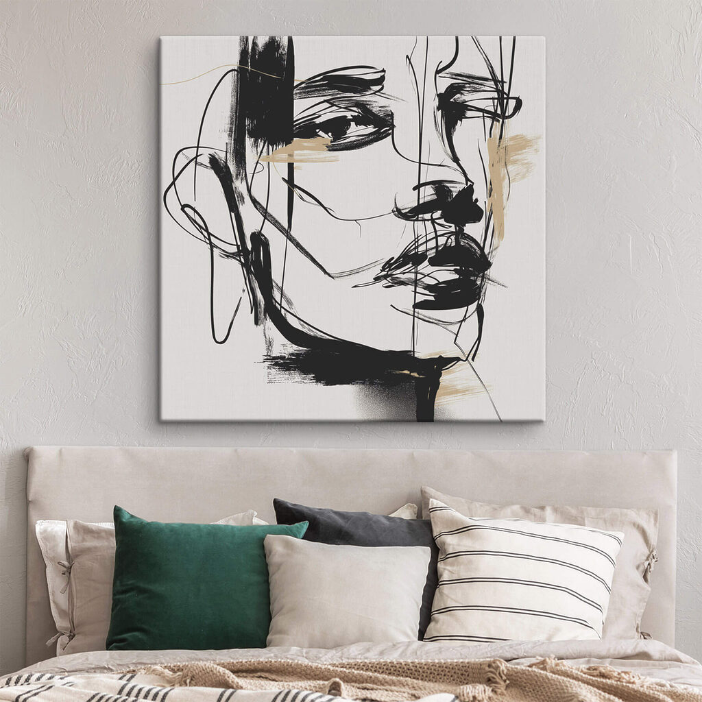 Black and white drawing of a woman's face Black and white drawing of a woman's face