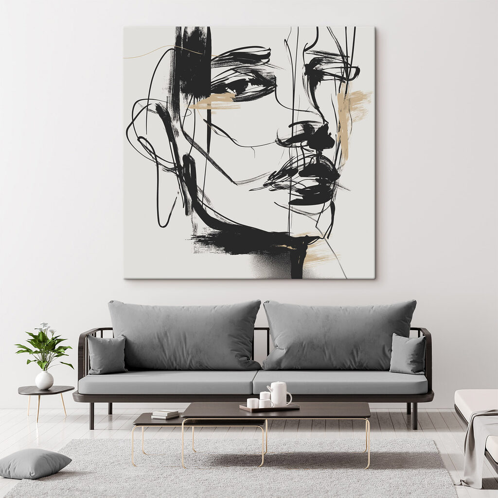 Black and white drawing of a woman's face Black and white drawing of a woman's face