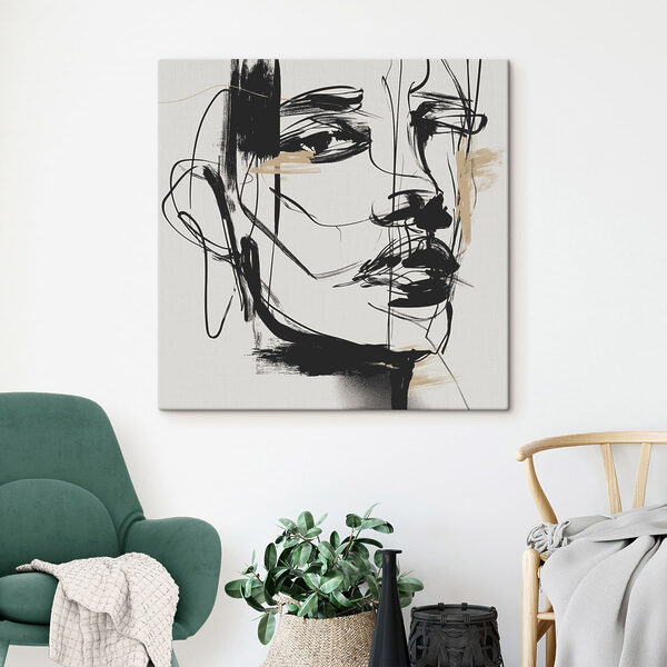 Black and white drawing of a woman's face Black and white drawing of a woman's face