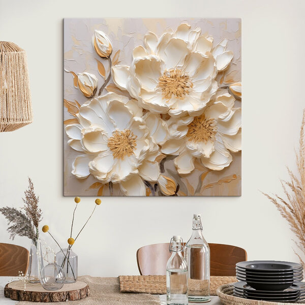 Tableaux Tableaux Des fleurs blanches sur un mur (UGS : s48147)