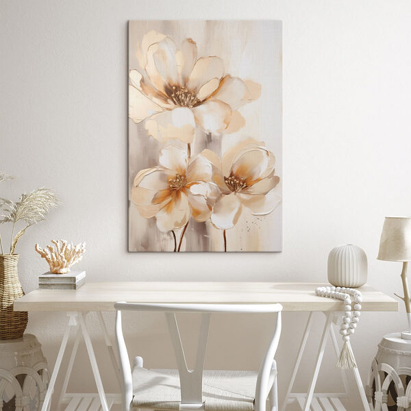 Painting of flowers on a white surface Painting of flowers on a white surface
