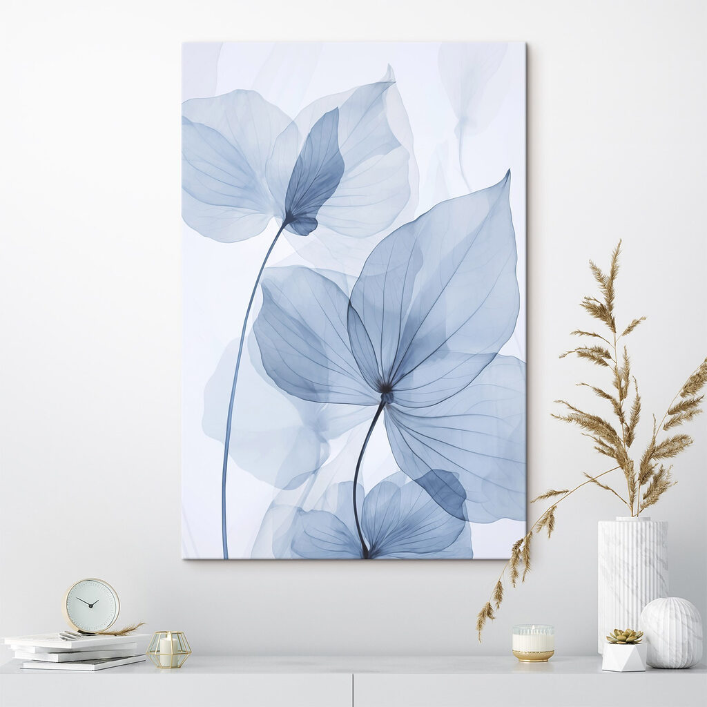 Delicate blue leaves on white backdrop Delicate blue leaves on white backdrop