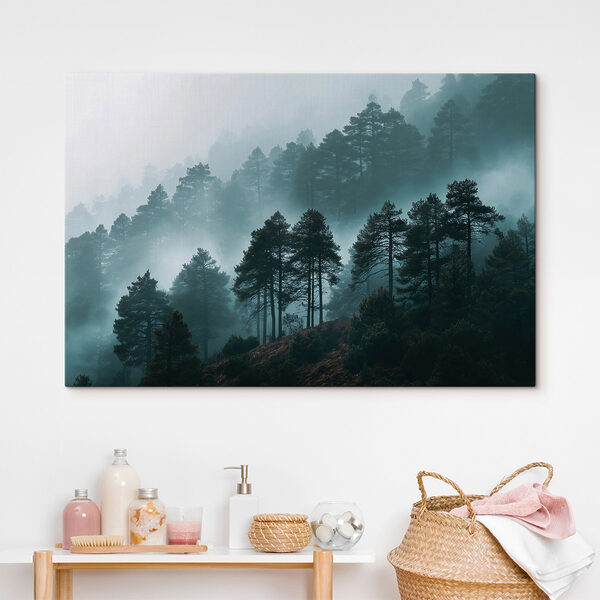 Foggy forest with trees Foggy forest with trees