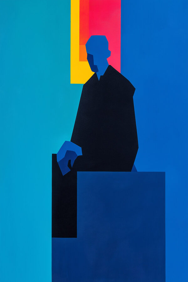 Painting of a man sitting in a chair Painting of a man sitting in a chair