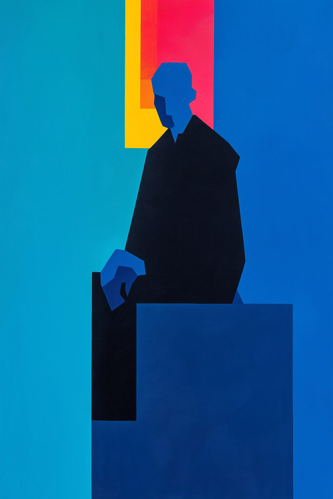 Painting of a man sitting in a chair Painting of a man sitting in a chair