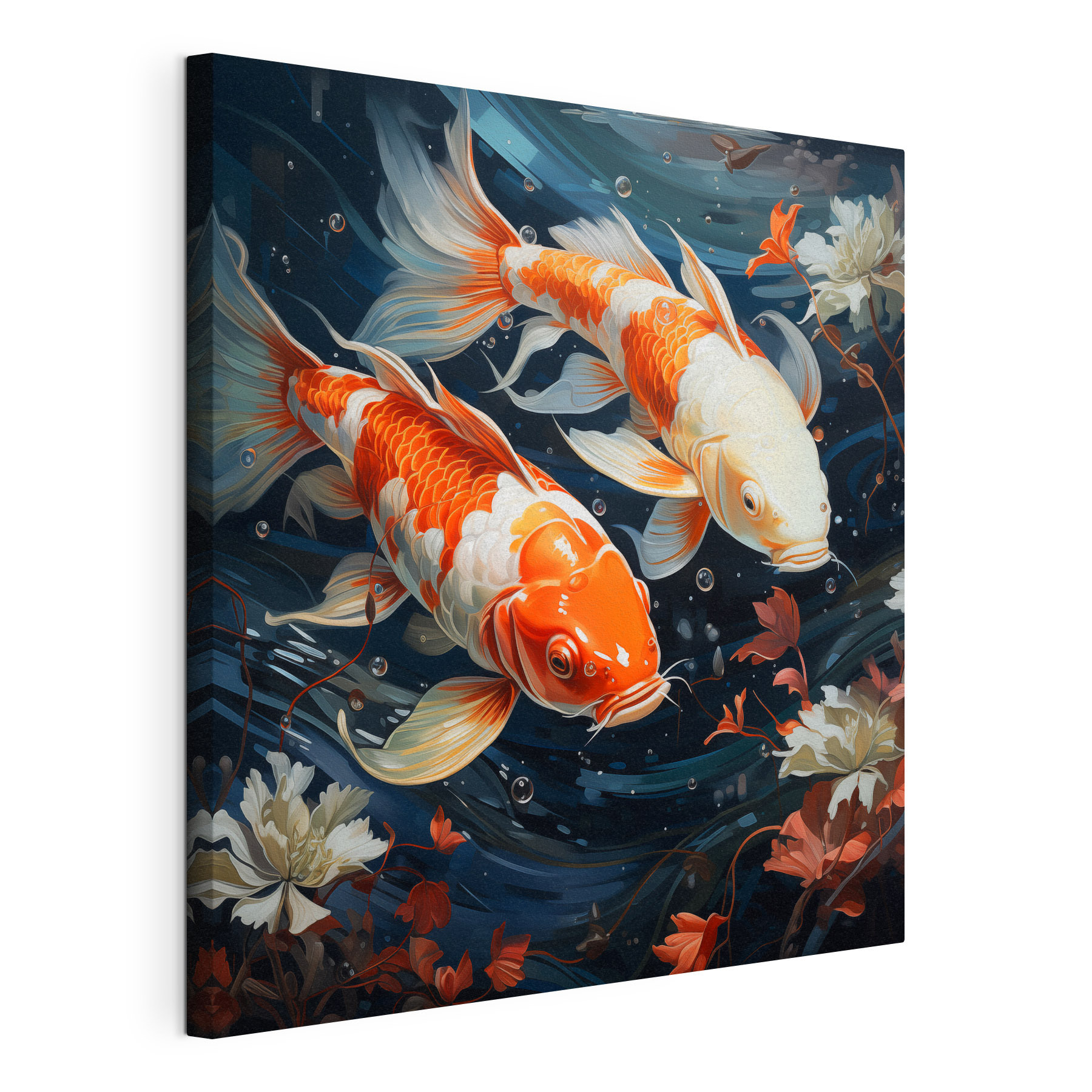 Couple of orange and white fish swimming in water Couple of orange and white fish swimming in water