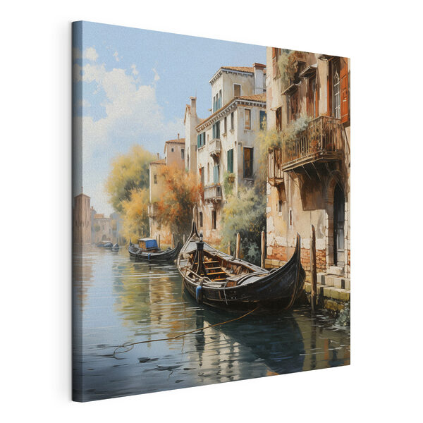Tableaux Tableaux Un bateau sur un canal, à côté d'immeubles (UGS : s49636)