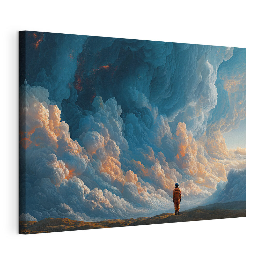 Person standing in a desert with clouds in the background Person standing in a desert with clouds in the background
