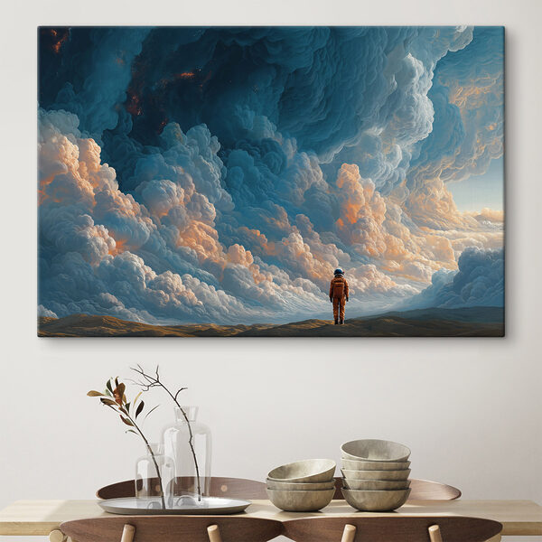 Person standing in a desert with clouds in the background Person standing in a desert with clouds in the background