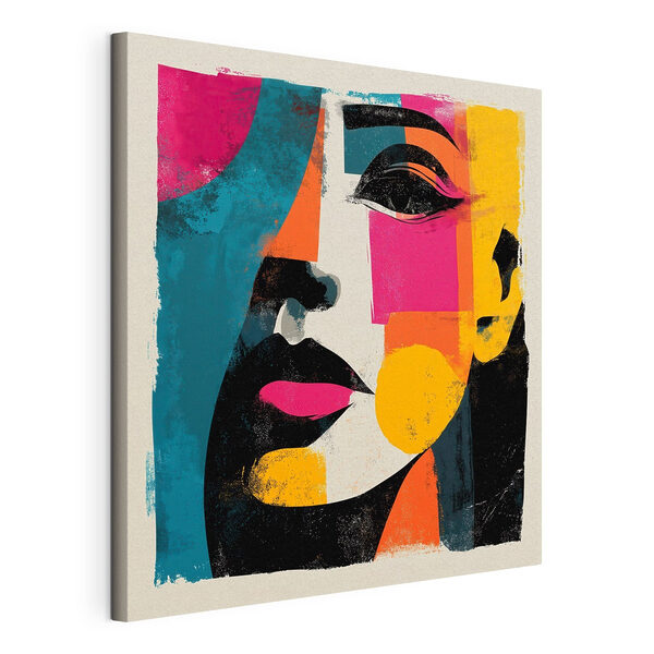 Tableaux Tableaux Visage de femme orné de carrés colorés (UGS : s49544)