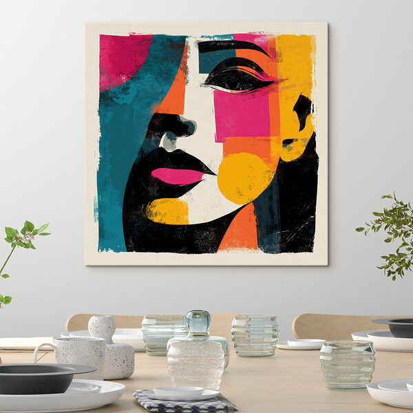 Woman's face with colorful squares Woman's face with colorful squares