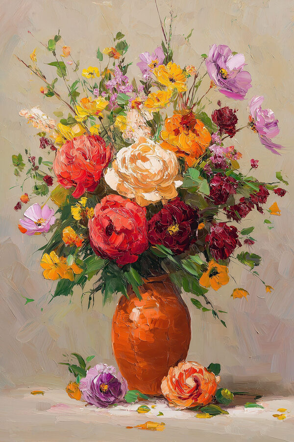 Painting of flowers in a vase Painting of flowers in a vase