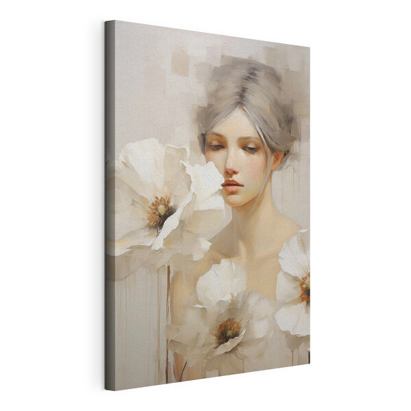 Tableaux Tableau représentant une femme avec des fleurs blanches (UGS : s49494) Tableaux Tableaux Tableau représentant une femme avec des fleurs blanches (UGS : s49494)