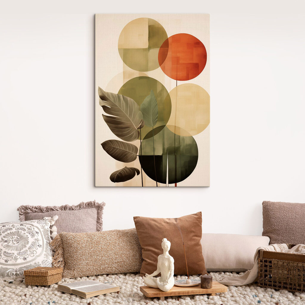 Group of leaves and circles Group of leaves and circles