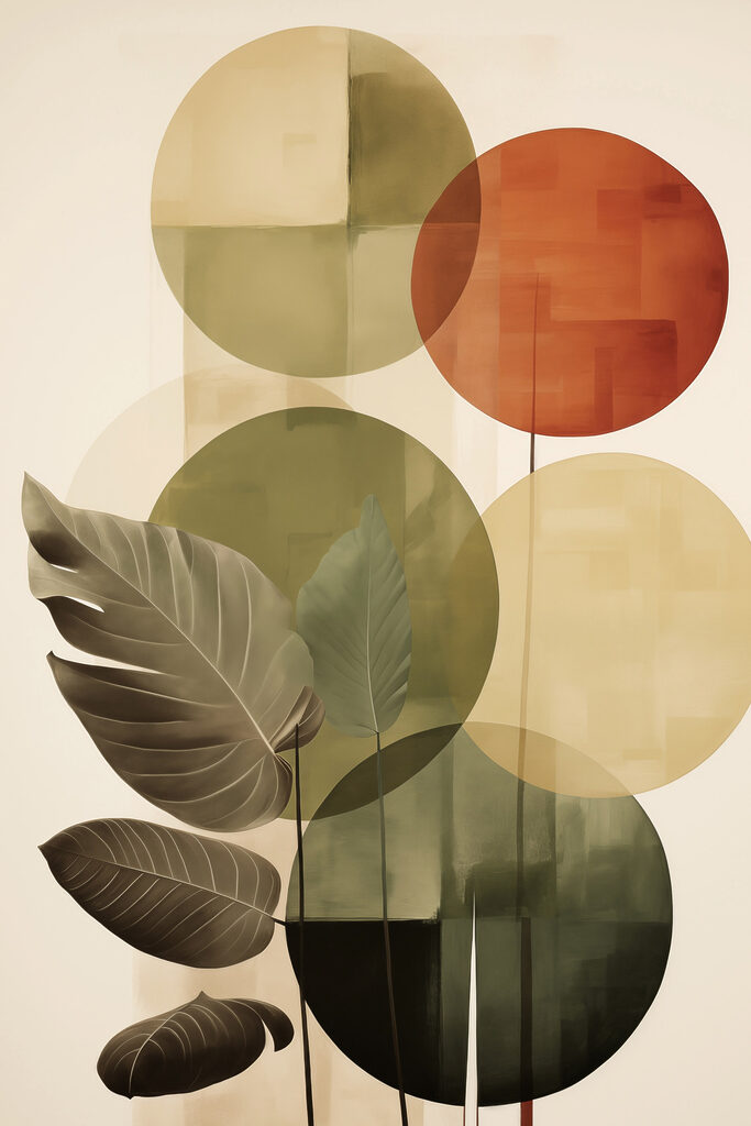 Group of leaves and circles Group of leaves and circles
