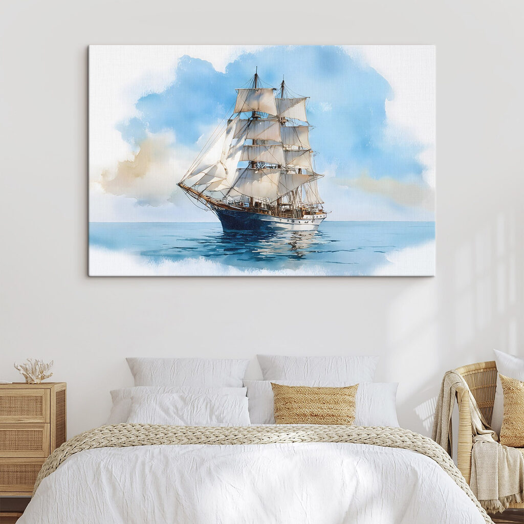Watercolor of a ship in the ocean Watercolor of a ship in the ocean