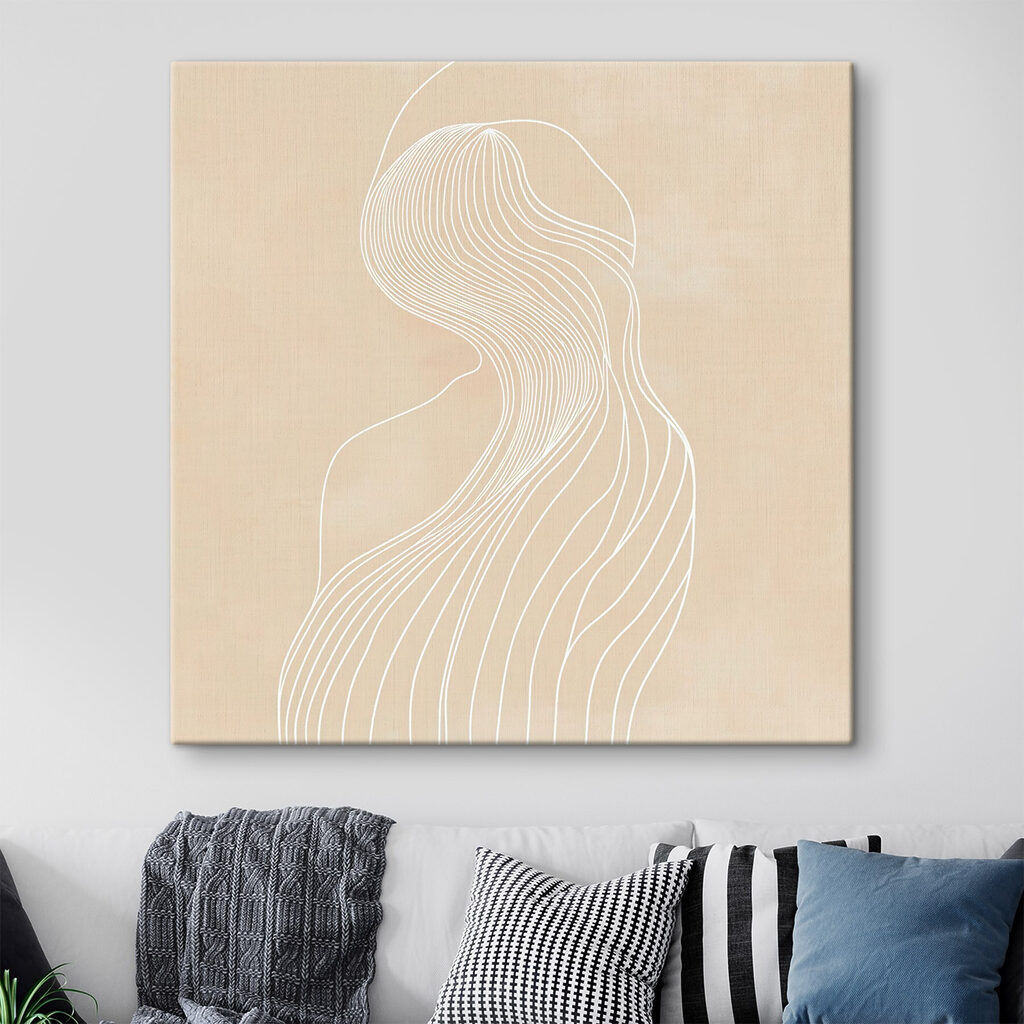 White line drawing of a woman White line drawing of a woman