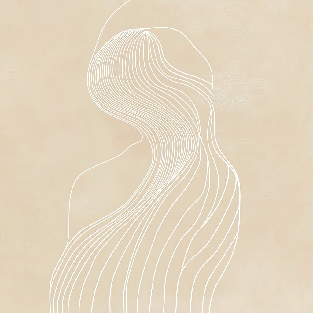 White line drawing of a woman White line drawing of a woman