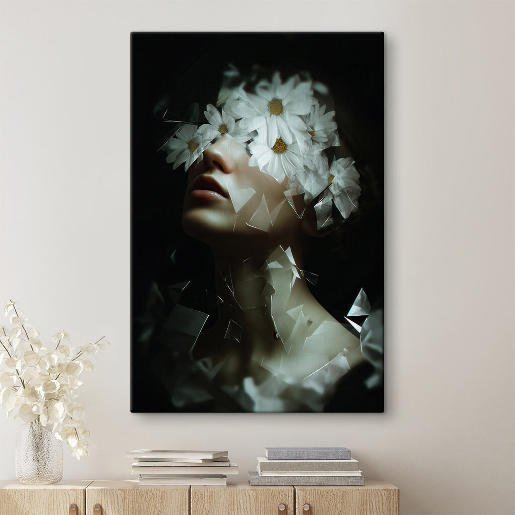 Woman with flowers on her face Woman with flowers on her face