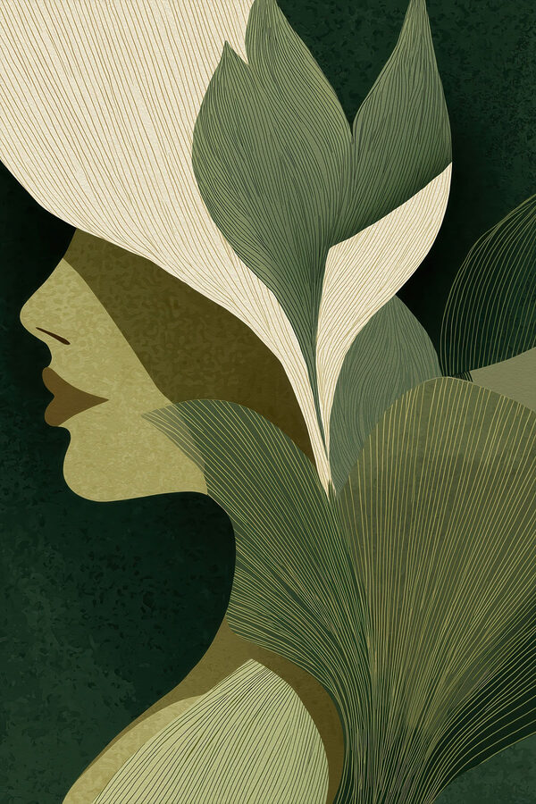 Woman's face with leaves Woman's face with leaves
