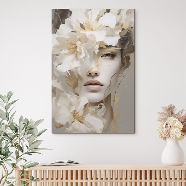 Tableaux Tableaux Femme avec des fleurs sur le visage (UGS : s49392)