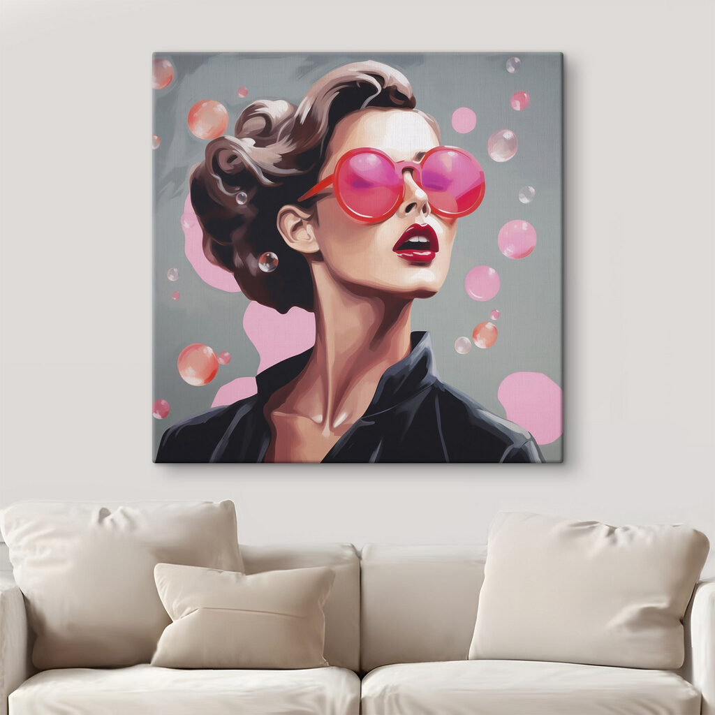Woman wearing pink sunglasses