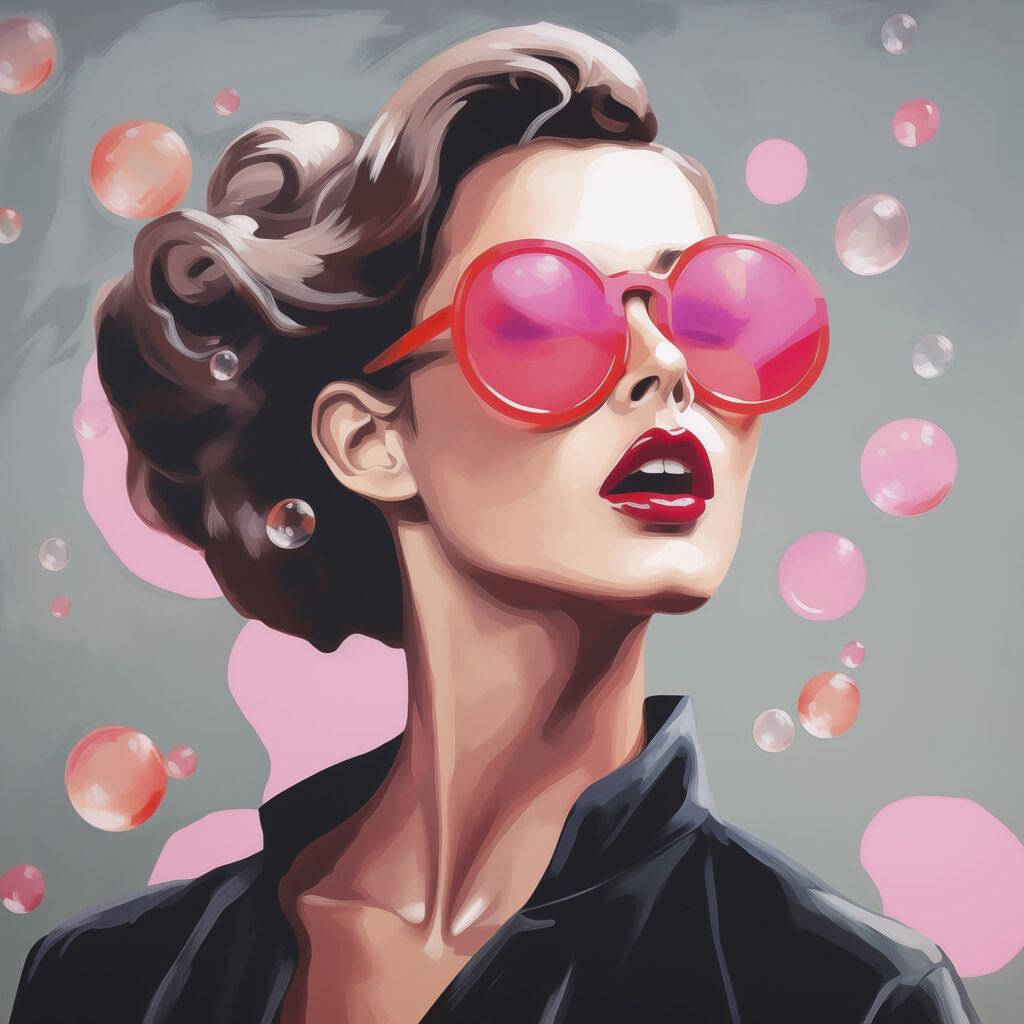 Woman wearing pink sunglasses